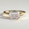 2ct Emerald-Cut Lab-Grown Diamond East-West Half Bezel Solitaire Engagement Ring Tarnish-resistant Silver In 14K Gold Plated (Includes IGI Certification from International Gemological Institute)
