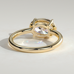 2ct Oval Lab-Grown Diamond East-West Claw Solitaire with Bezel Frame Engagement Ring in Solid 14K Yellow Gold (Includes IGI Certification from International Gemological Institute)
