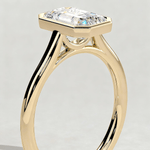2ct Emerald-Cut Lab-Grown Diamond Ring with Bezel Setting Tarnish-resistant Silver In 14K Gold Plated (Includes IGI Certification from International Gemological Institute）