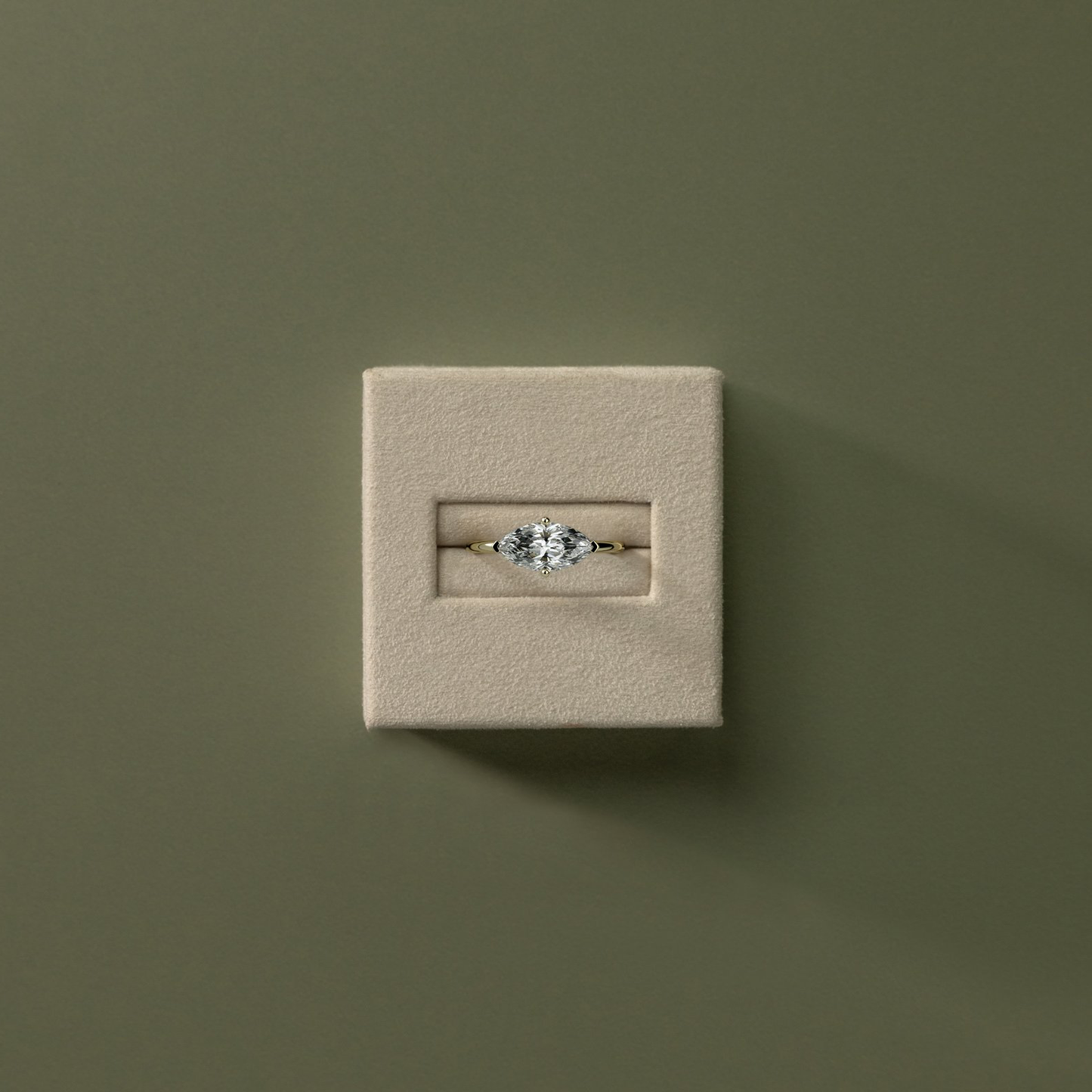2ct Marquise Lab-Grown Diamond East-West Claw Solitaire with Raised Basket Gallery Engagement Ring Tarnish-resistant Silver In 14K Gold Plated (Includes IGI Certification from International Gemological Institute)