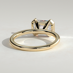 2ct Emerald-Cut Lab-Grown Diamond East-West Half Bezel Solitaire Engagement Ring Tarnish-resistant Silver In 14K Gold Plated (Includes IGI Certification from International Gemological Institute)