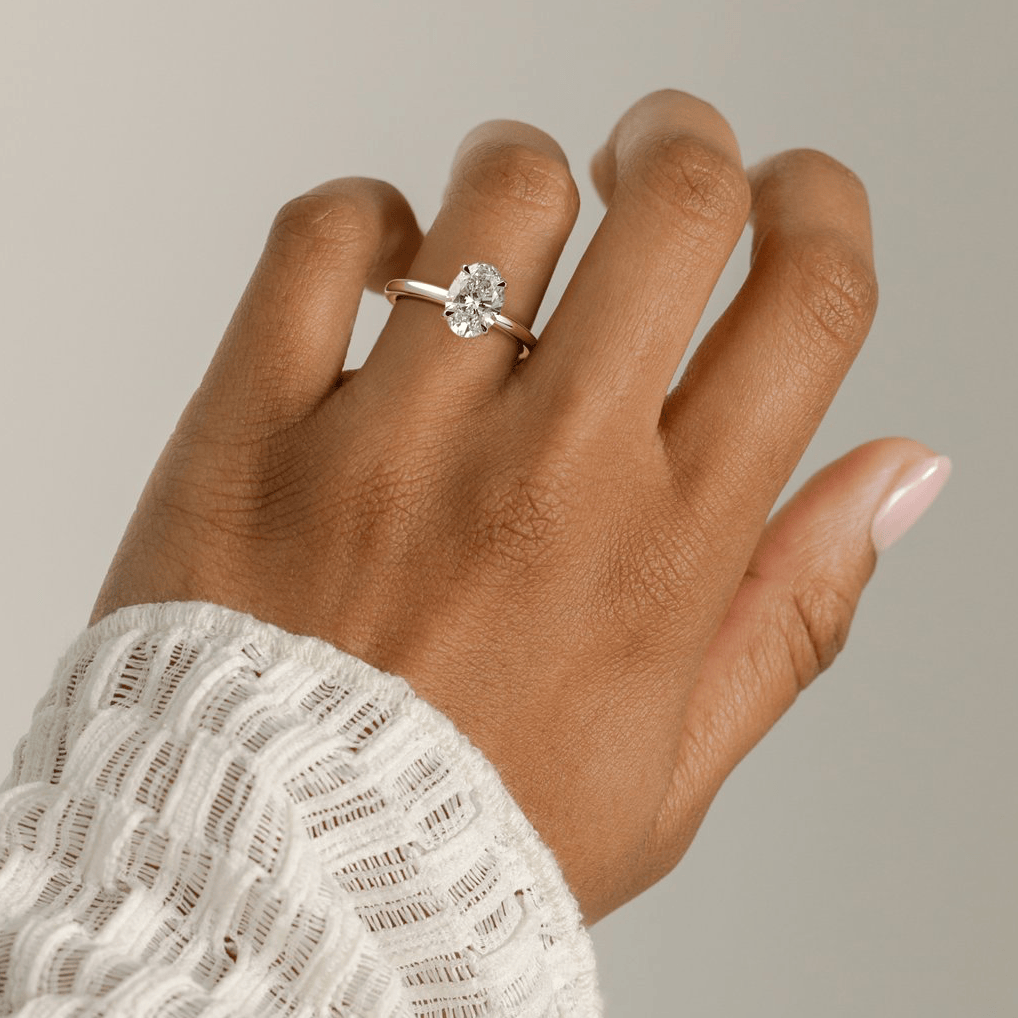 LIMITED-TIME SALE $399.99 | 2ct Oval Lab-Grown Diamond Solitaire Ring with Claw Setting Tarnish-resistant Silver In 14K Gold Plated (Includes IGI Certification from International Gemological Institute）