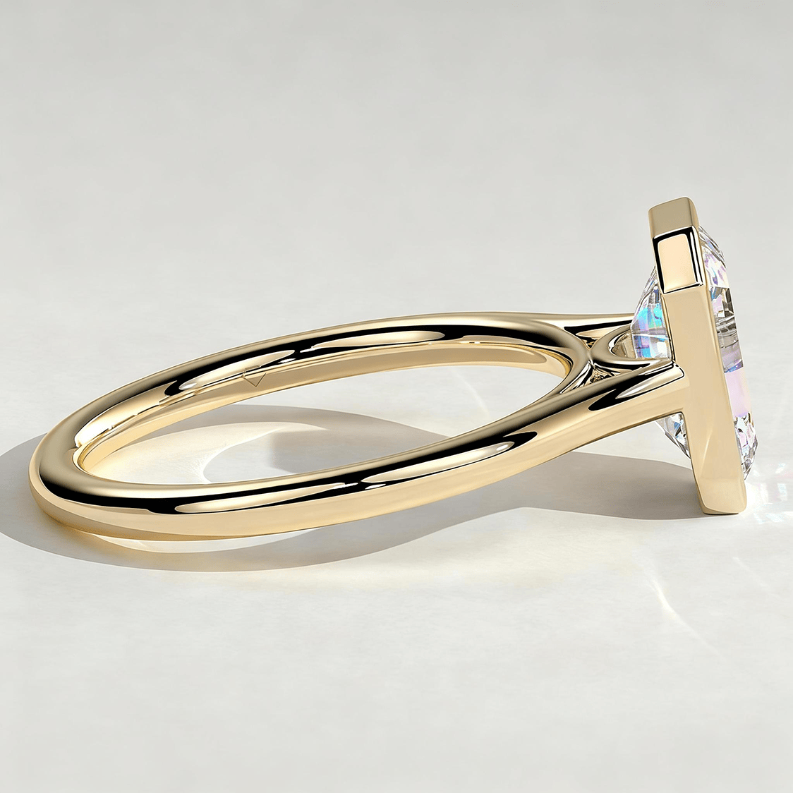 2ct Emerald-Cut Lab-Grown Diamond Ring with Bezel Setting Tarnish-resistant Silver In 14K Gold Plated (Includes IGI Certification from International Gemological Institute）