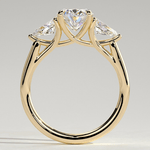 2ct Oval Lab-Grown Diamond Three-Stone Ring with Pear Accent Stones (Moissanite) Open Trellis Gallery Claw Setting Tarnish-resistant Silver In 14K Gold Plated (Includes IGI Certification from International Gemological Institute)