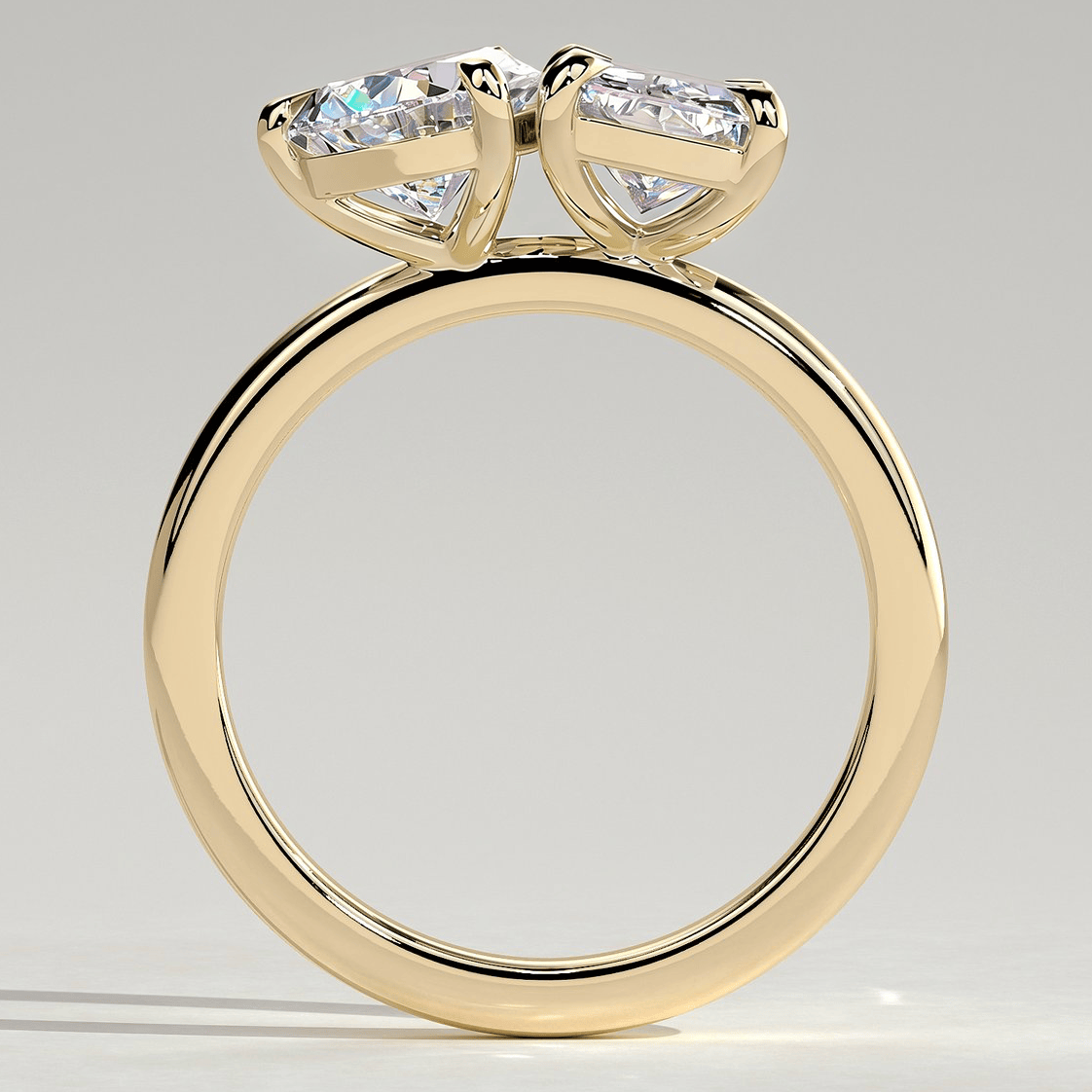 Toi et Moi Radiant & Pear Lab-Grown Diamond Ring 1.5ct & 1.0ct Dual Stones Claw Setting Tarnish-resistant Silver In 14K Gold Plated (Includes IGI Certification from International Gemological Institute)