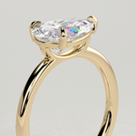 2ct Pear Lab-Grown Diamond East-West Claw Solitaire with Raised Basket Gallery Engagement Ring in Solid 14K Yellow Gold (Includes IGI Certification from International Gemological Institute)