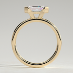 2ct Emerald-Cut Lab-Grown Diamond East-West Half Bezel Solitaire Engagement Ring Tarnish-resistant Silver In 14K Gold Plated (Includes IGI Certification from International Gemological Institute)