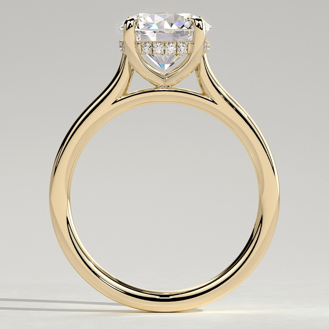 2ct Round Lab-Grown Diamond Ring with Hidden Halo Cathedral Setting Tarnish-resistant Silver In 14K Gold Plated (Includes IGI Certification from International Gemological Institute)