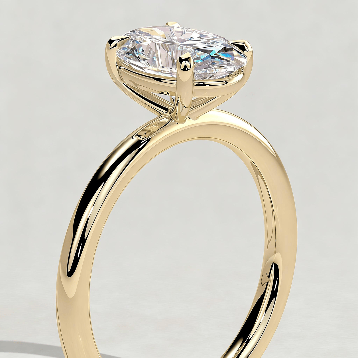 LIMITED-TIME SALE $399.99 | 2ct Oval Lab-Grown Diamond Solitaire Ring with Claw Setting Tarnish-resistant Silver In 14K Gold Plated (Includes IGI Certification from International Gemological Institute）