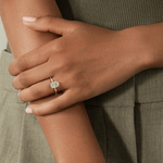 2ct Elongated Cushion Lab-Grown Diamond Ring with Petal Gallery & Leaf Detail Claw Setting Tarnish-resistant Silver In 14K Gold Plated (Includes IGI Certification from International Gemological Institute)