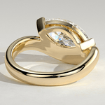 2ct Marquise Lab-Grown Diamond Ring in East-West Setting with Wave Band Claw Setting Tarnish-resistant Silver In 14K Gold Plated (Includes IGI Certification from International Gemological Institute)