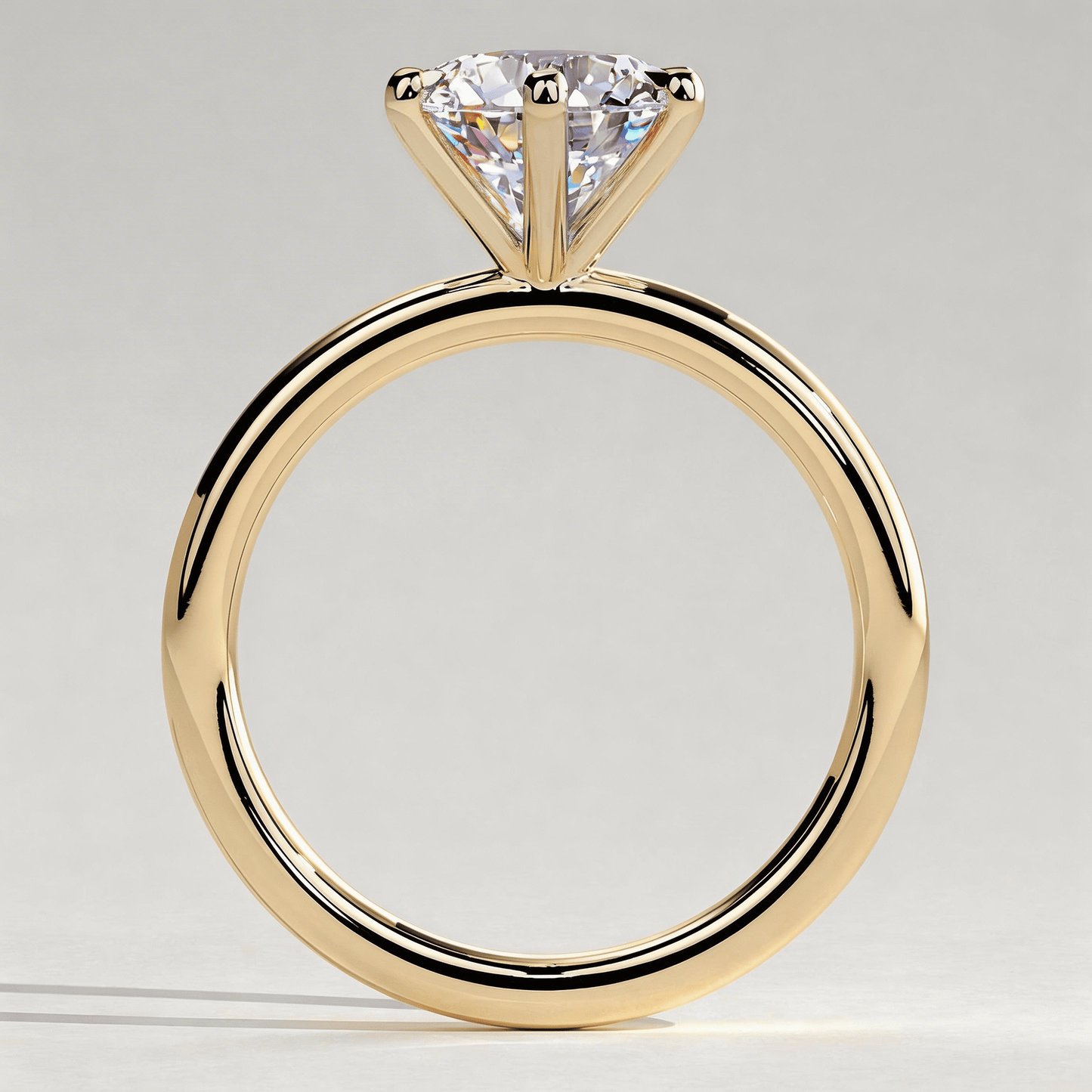 2ct Round Lab-Grown Diamond Solitaire Ring with Claw Setting in Solid 14K Yellow Gold (Includes IGI Certification from International Gemological Institute)