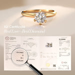 1ct Round Lab-Grown Diamond Solitaire Engagement Ring 6 Prong Claw Setting Tarnish-Resistant Silver with 14K Gold Plated (Includes IGI Certification from International Gemological Institute)