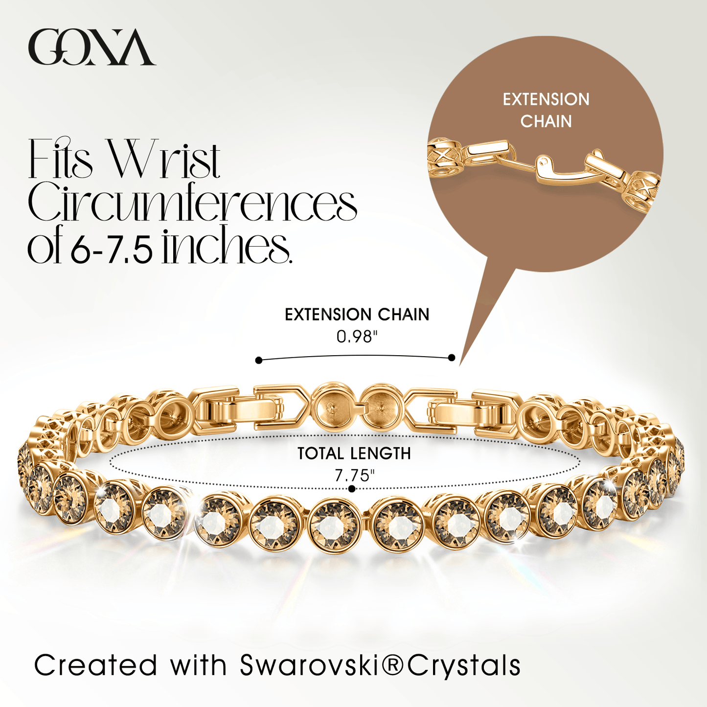 Rainbow Brilliance November Tarnish-resistant Silver Tennis Bracelet In 14K Gold Plated - Created With SWAROVSKI® Crystals