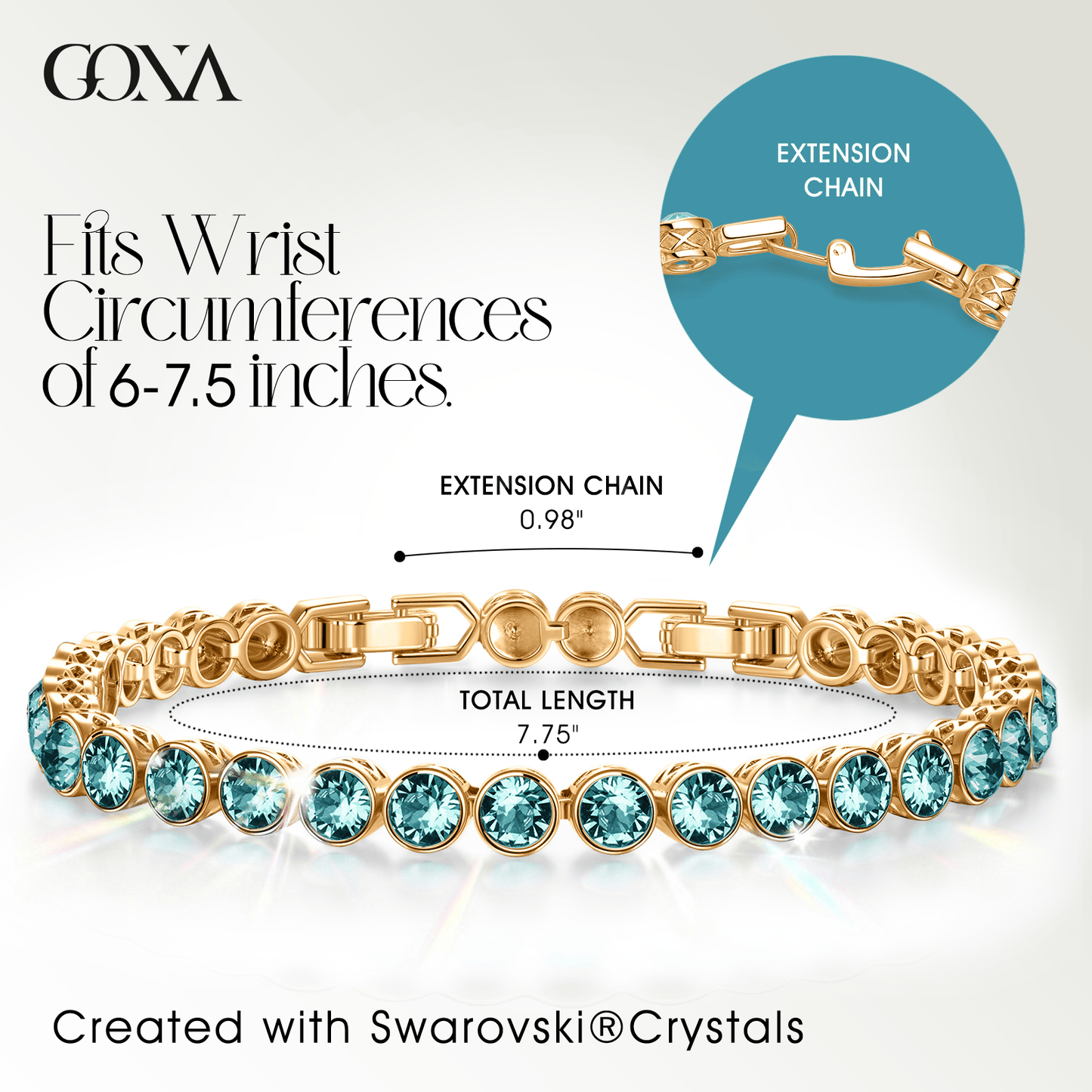 Rainbow Brilliance December Tarnish-resistant Silver Tennis Bracelet In 14K Gold Plated - Created With SWAROVSKI® Crystals