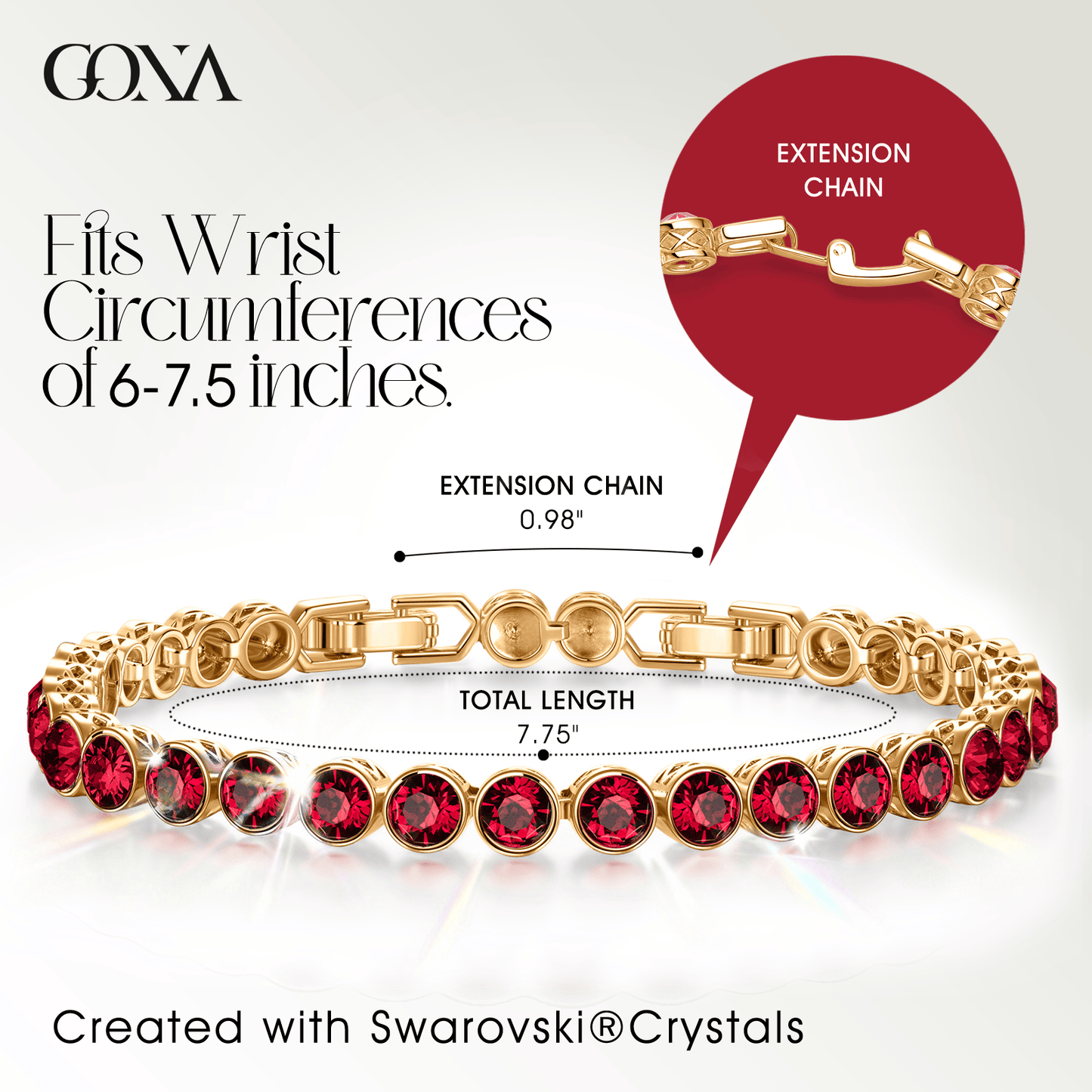 Rainbow Brilliance January Tarnish-resistant Silver Tennis Bracelet In 14K Gold Plated - Created With SWAROVSKI® Crystals