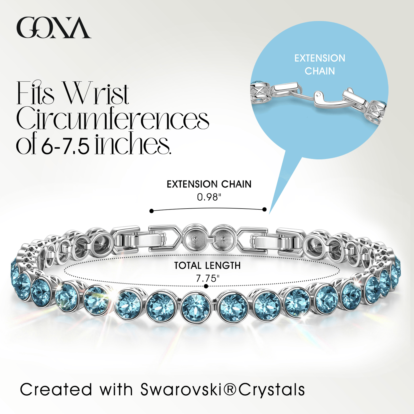 Rainbow Brilliance March Tarnish-resistant Silver Tennis Bracelet In White Gold Plated - Created With SWAROVSKI® Crystals