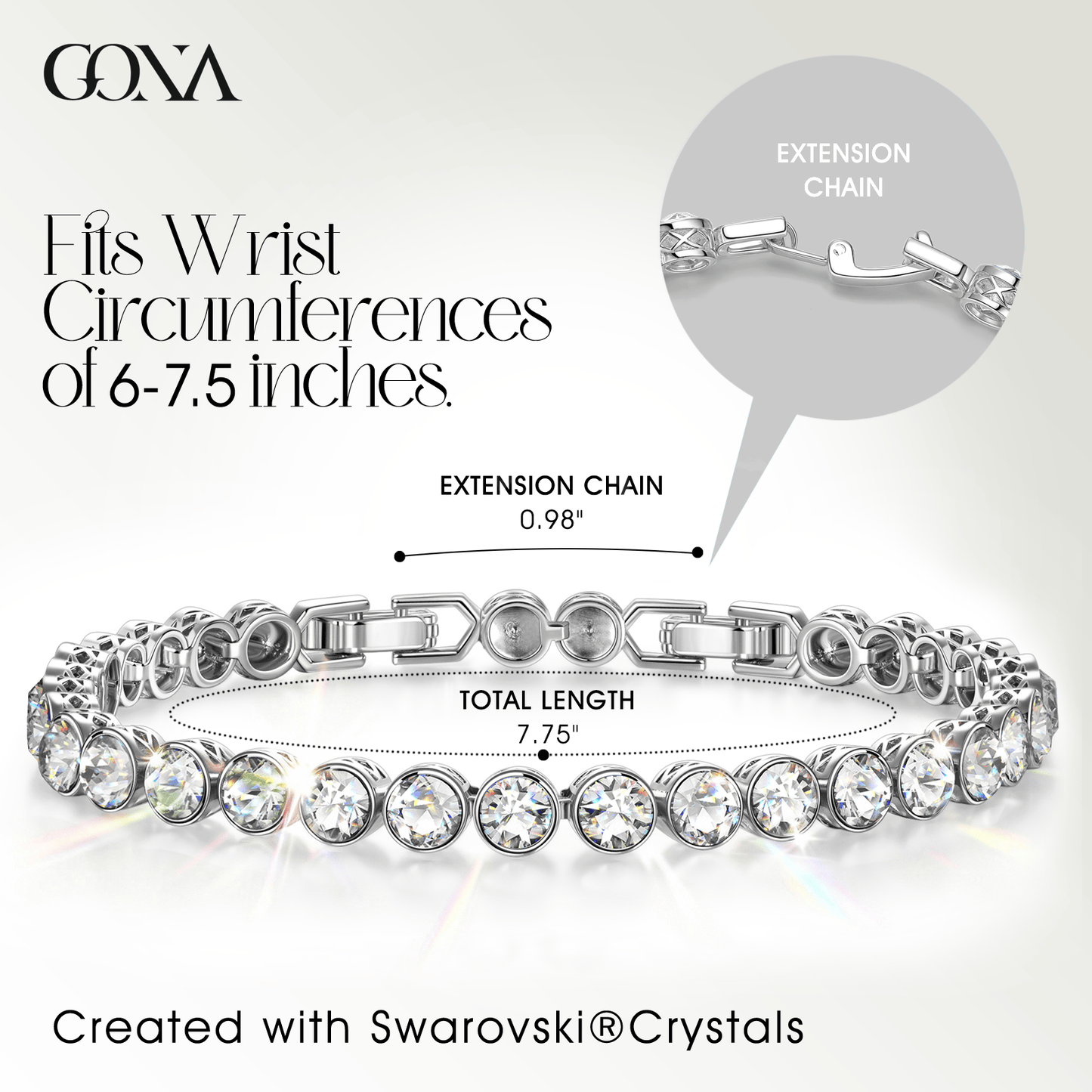 Rainbow Brilliance April Tarnish-resistant Silver Tennis Bracelet In White Gold Plated - Created With SWAROVSKI® Crystals