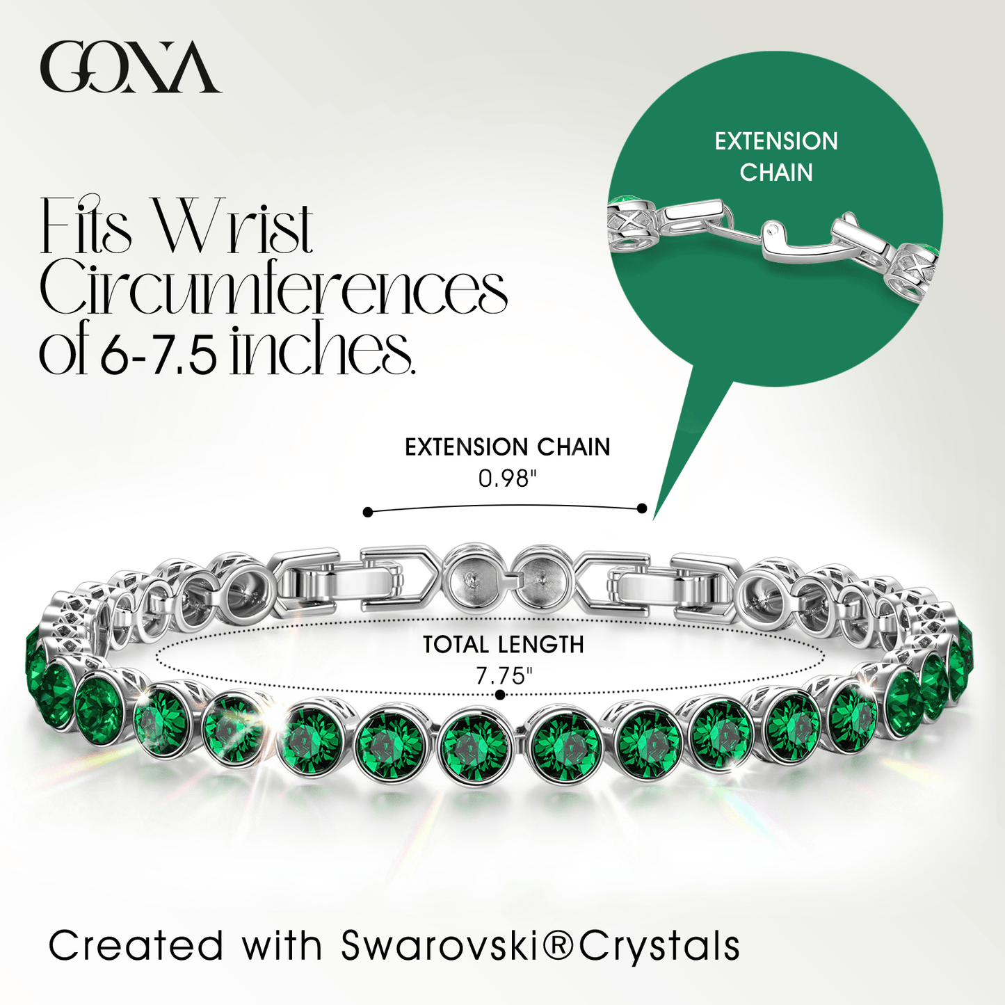 Rainbow Brilliance May Tarnish-resistant Silver Tennis Bracelet In White Gold Plated - Created With SWAROVSKI® Crystals