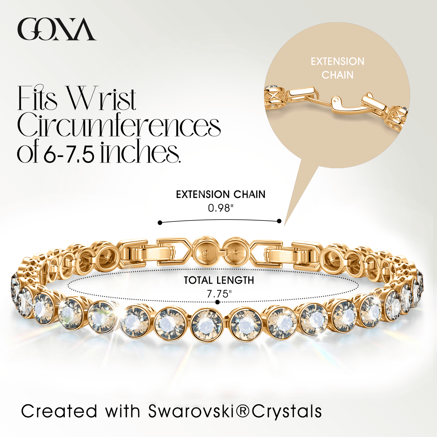 Rainbow Brilliance June Tarnish-resistant Silver Tennis Bracelet In 14K Gold Plated - Created With SWAROVSKI® Crystals