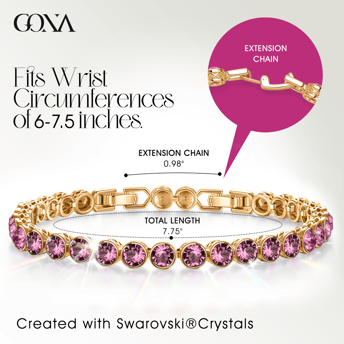 Rainbow Brilliance July Tarnish-resistant Silver Tennis Bracelet In 14K Gold Plated - Created With SWAROVSKI® Crystals