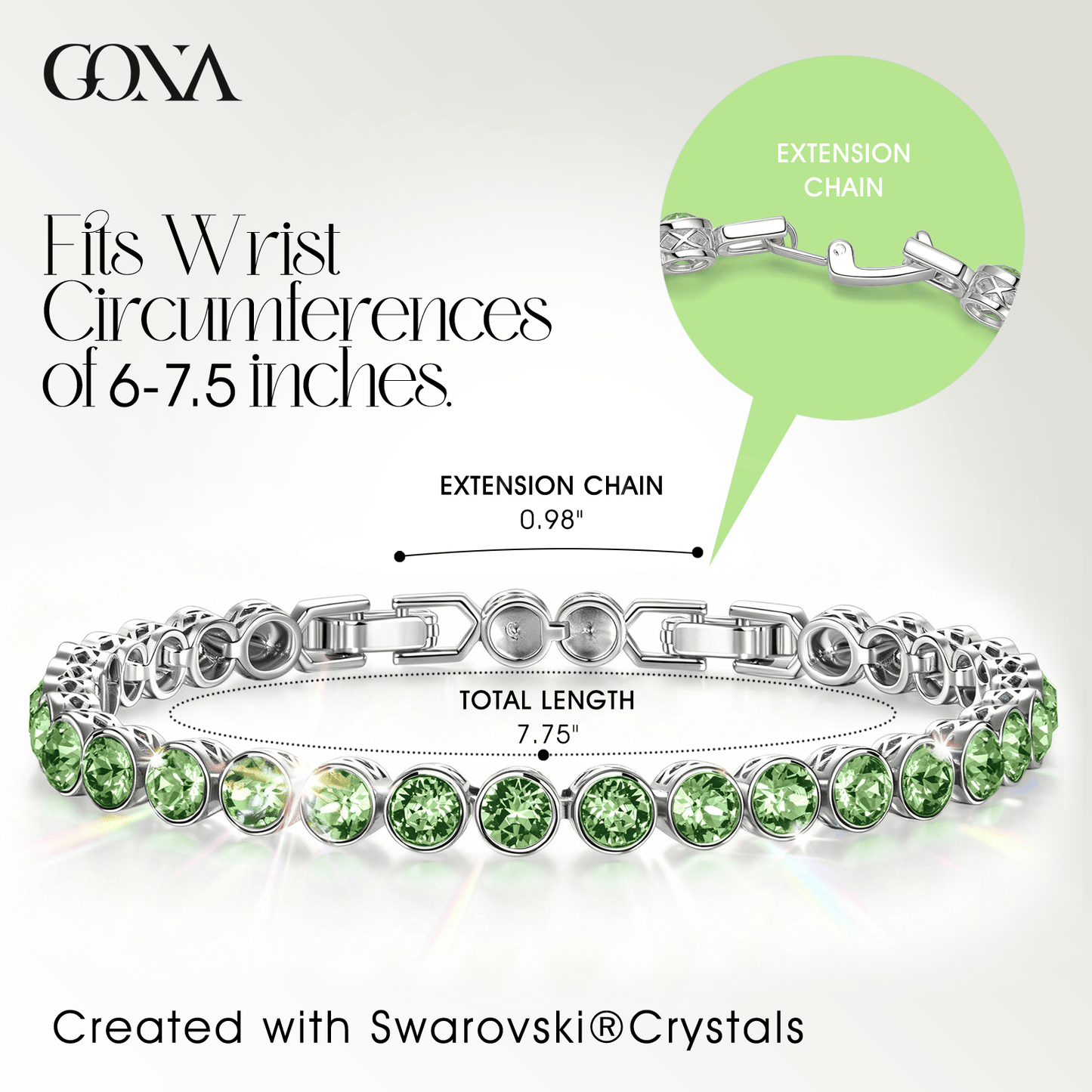 Rainbow Brilliance August Tarnish-resistant Silver Tennis Bracelet In White Gold Plated - Created With SWAROVSKI® Crystals