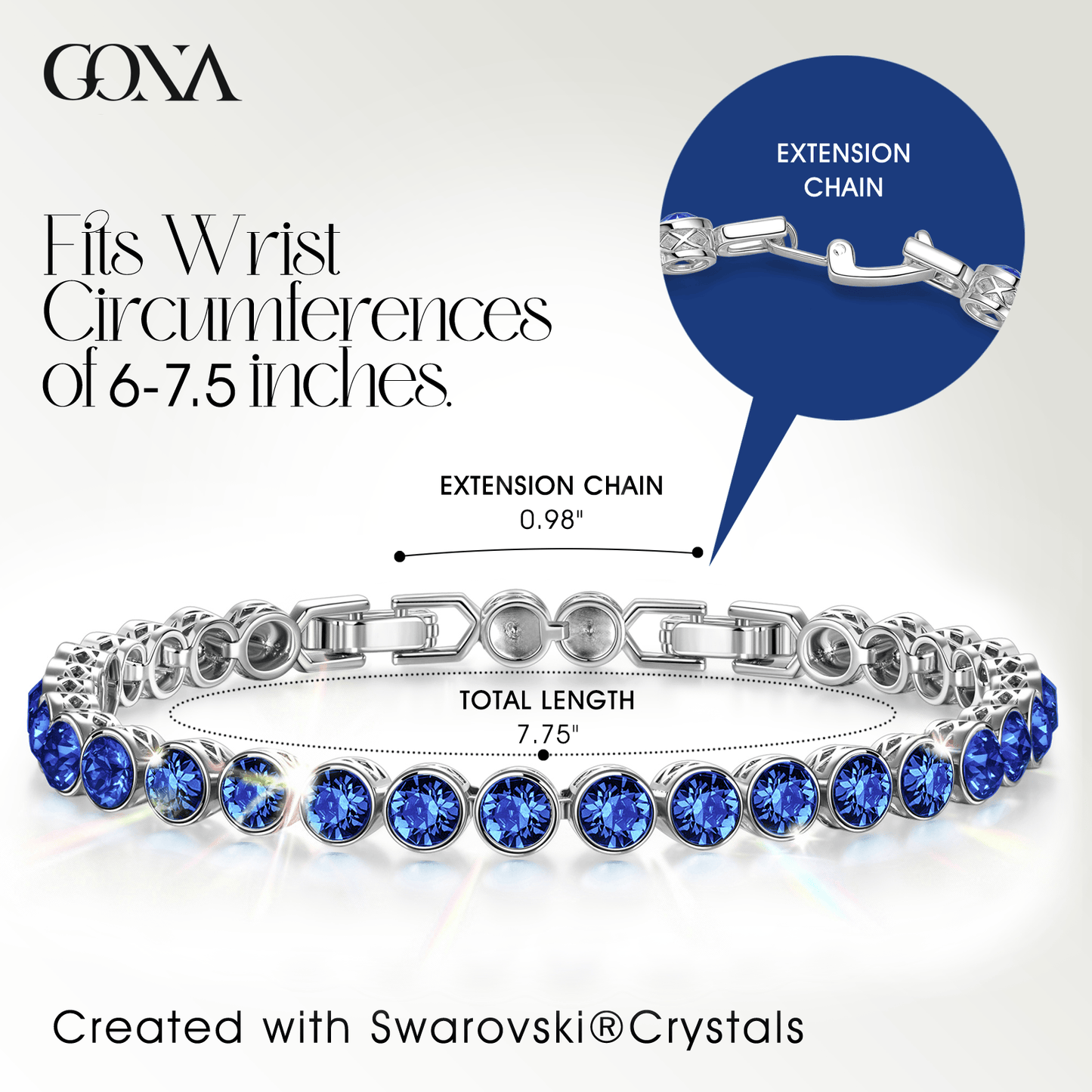 Rainbow Brilliance September Tarnish-resistant Silver Tennis Bracelet In White Gold Plated - Created With SWAROVSKI® Crystals