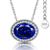 Sterling Silver 3.0 CT Sapphire Oval Pendant Necklace With White Gold Plating (Includes GRC Certification From Gemstone Research Center)