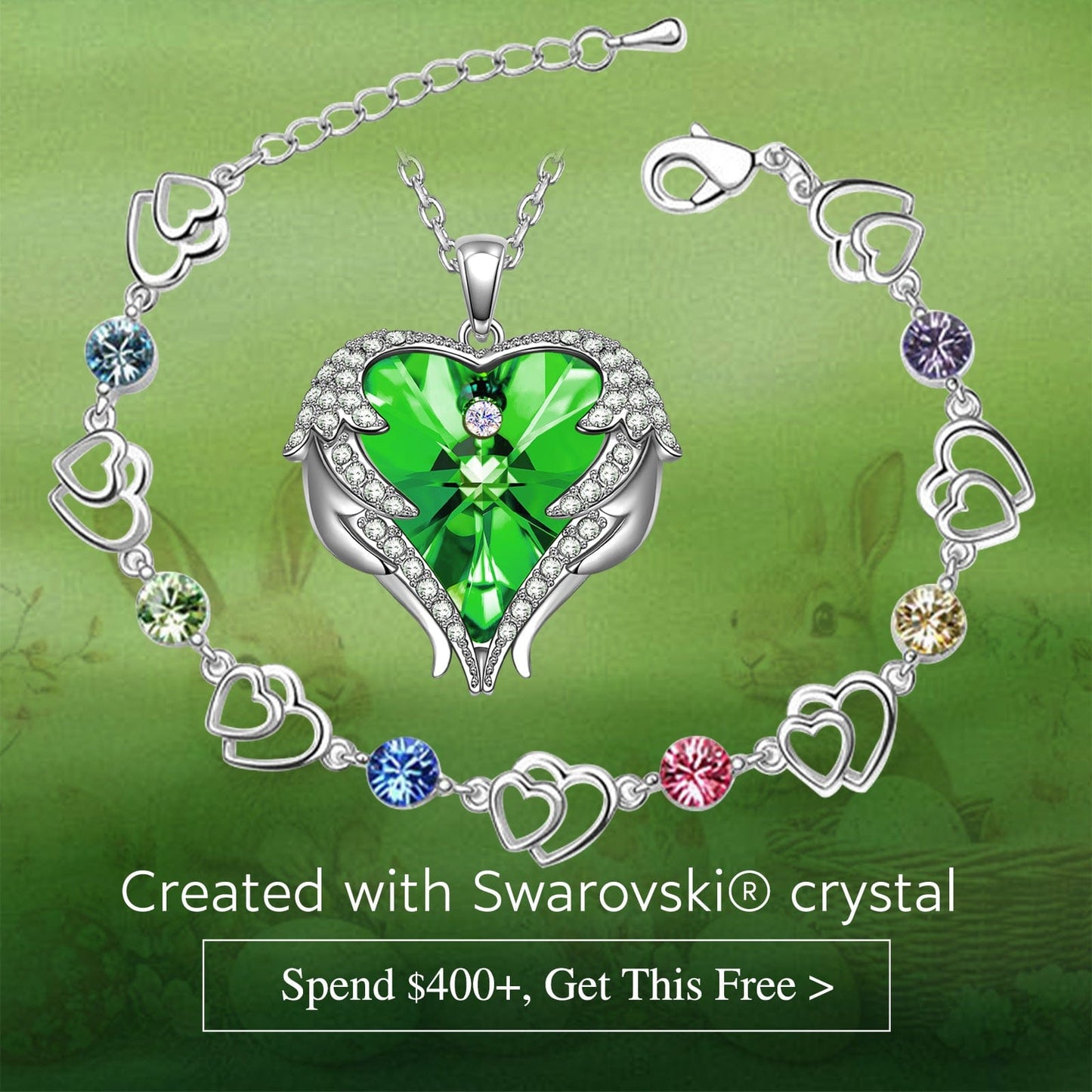 Easter Blessings Exclusive: Spend Over $400 In A Single Purchase To Get This Crystal Necklace And Bracelet Set In White Gold Plated For FREE - Created With Swarovski® Crystal (Ships With Order, No Need To Add To Cart)