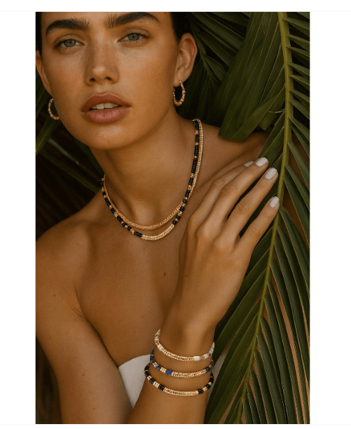 Boundless Loops Handcrafted Bracelet in Natural Black Onyx, Set in Tarnish-Resistant Silver with 14K Gold Finish