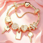 Cherished Moments Tarnish-Resistant Silver Charms Bracelet Set In 14K Gold Plated (Includes bracelet and all charms shown)