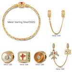Sterling Silver Eastern Guardian Amulet Curated Bracelet Set 14K Gold Plated