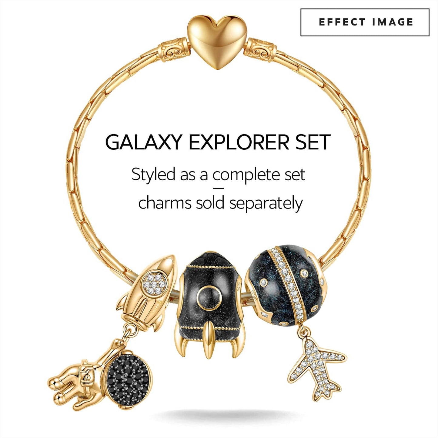Flying Around The Equator Tarnish-resistant Silver Dangle Charms With Enamel In 14K Gold Plated