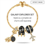Flying Around The Equator Tarnish-resistant Silver Dangle Charms With Enamel In 14K Gold Plated