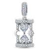 Lagoon Siren Heart Frame Dangle Charm in Tarnish-Resistant Silver With Crystal In White Gold Plating