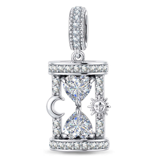 gona- Lagoon Siren Heart Frame Dangle Charm in Tarnish-Resistant Silver With Crystal