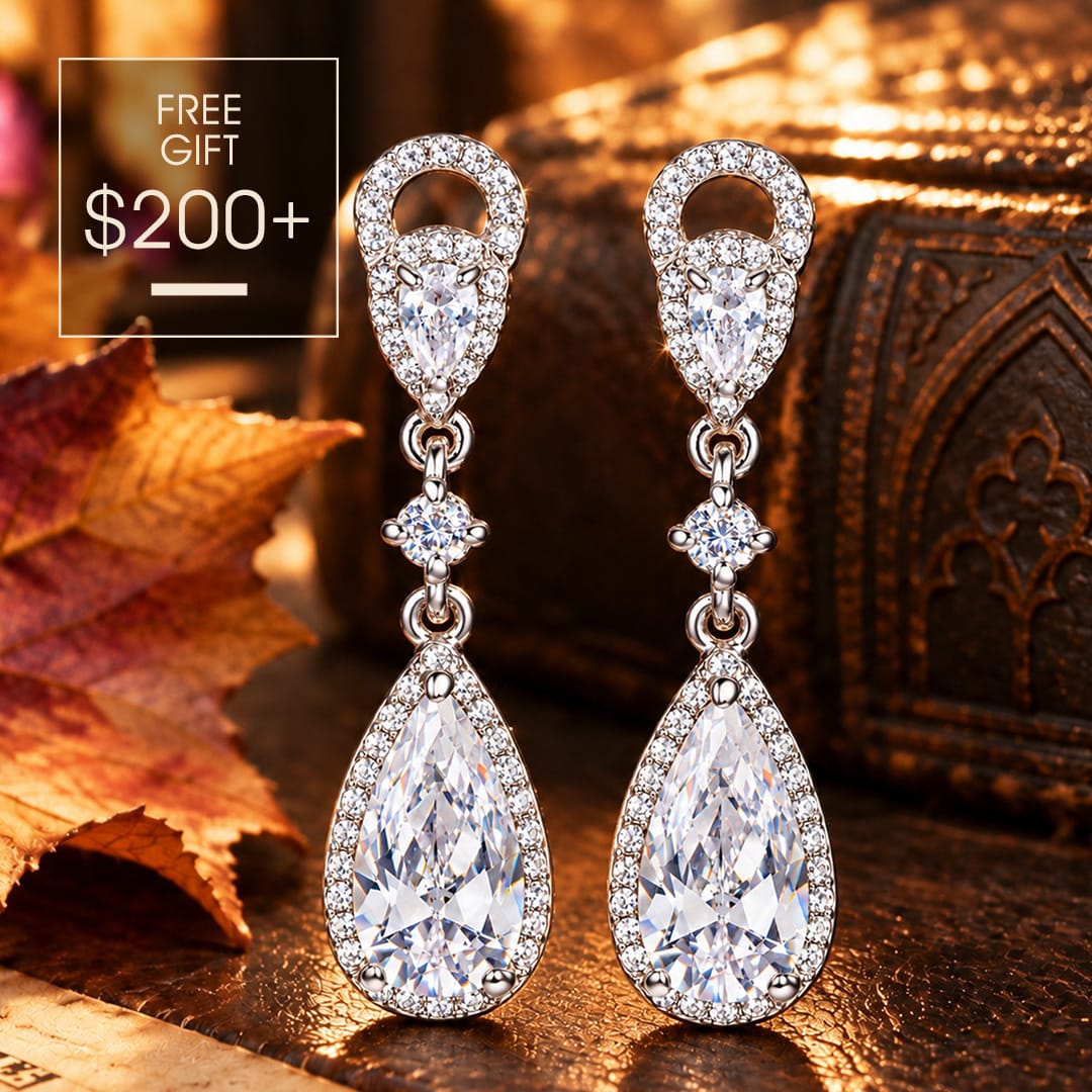 Exclusive Gift Offer: Spend $200+ in a Single Purchase to Get These Teardrop Halo Crystal Drop Earrings In White Gold Plated for FREE (Ships With Order, No Need to Add to Cart)