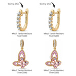 Graceful Butterfly Pink Tarnish-resistant Silver Drop Earrings In 14K Gold Plated