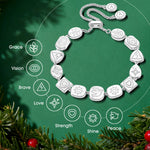 Lucky 7 Multi-Color Crystal Wish Bracelet, White Gold Plated - Handcrafted with Swarovski® Crystals, Adjustable Bolo Slider, Fits Wrist Sizes 5.6" - 8.9"