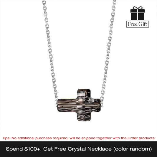 gon- Sterling Silver Crystal Cross Necklace In White Gold Plated