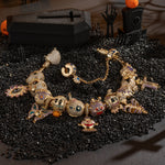 Sterling Silver Spooktacular Charms Bracelet Set With Enamel In 14K Gold Plated (Includes bracelet and all charms shown)