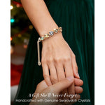 Lucky 7 Multi-Color Crystal Wish Bracelet, White Gold Plated - Handcrafted with Swarovski® Crystals, Adjustable Bolo Slider, Fits Wrist Sizes 5.6" - 8.9"