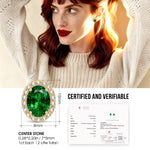 Sterling Silver 2.0 CT.TW Zambian Emerald Lab-Created Oval Stud Earrings With 14K Gold Plating (Includes GRC Certification From Gemstone Research Center)