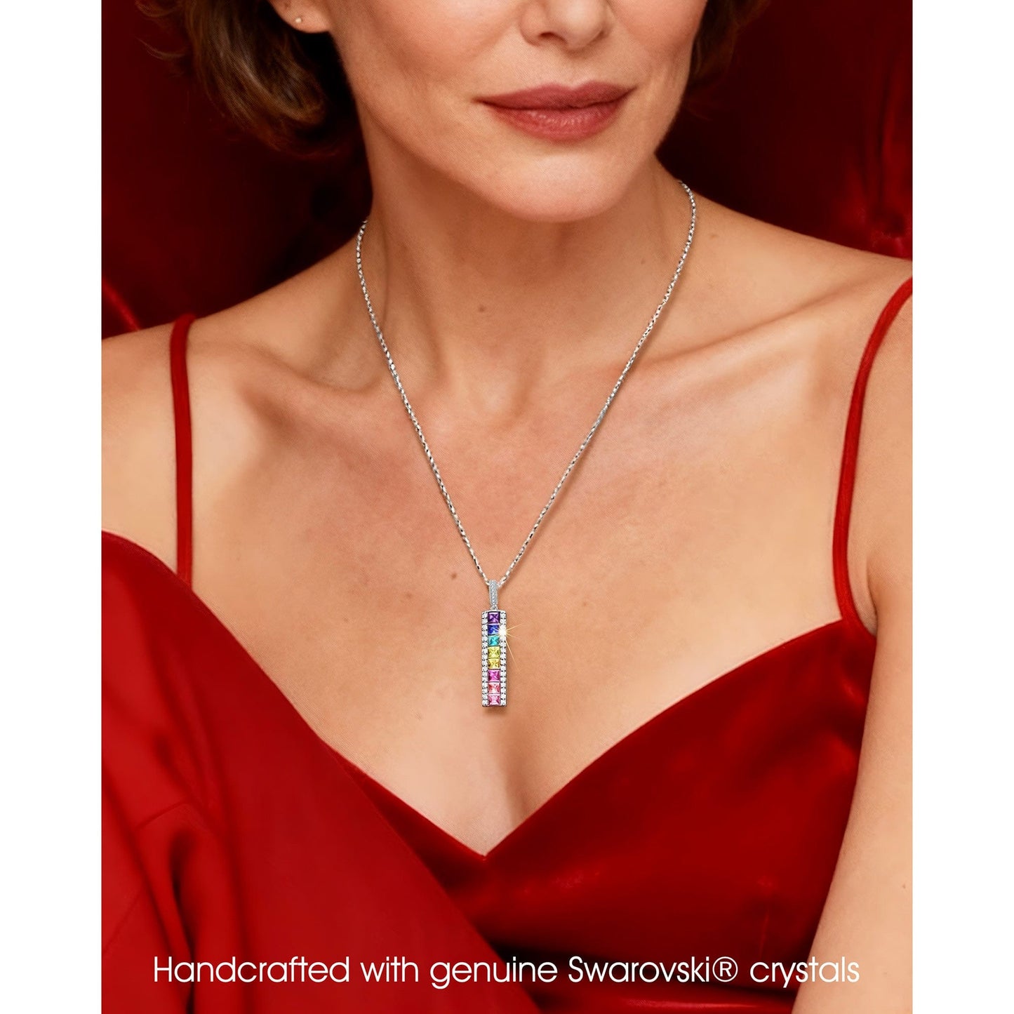 Sterling Silver Kaleidoscope Dream Charm Necklace In White Gold Plated -  Handcrafted with Swarovski® Crystals