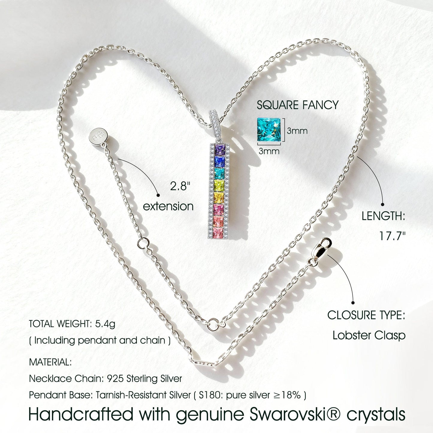 Sterling Silver Kaleidoscope Dream Charm Necklace In White Gold Plated -  Handcrafted with Swarovski® Crystals