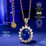 Sterling Silver Sapphire Charm Necklace In 14K Gold Plated