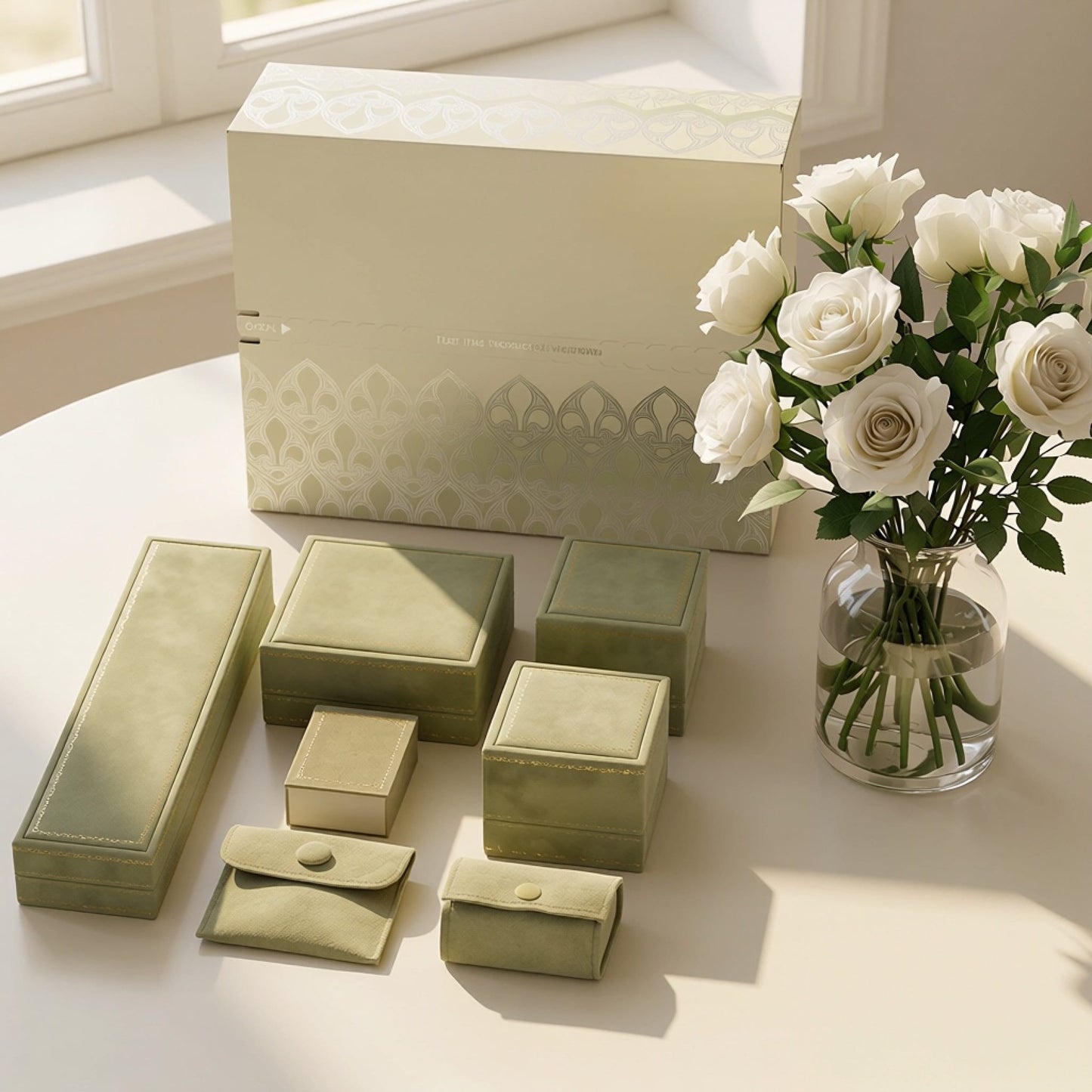 Featured Packaging Upgrade: Olive Velvet Vintage Book Style Ring Box