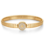 Sterling Silver Rectangular Charms Bracelet With CZ Pave In 14K Gold Plated