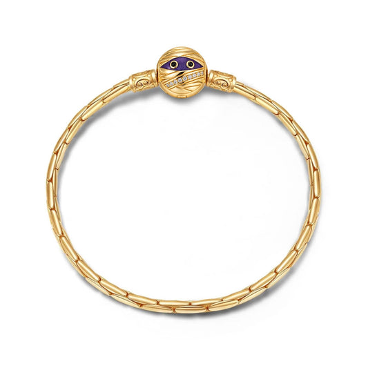 gona- Sterling Silver Mummy Clasp Bangle Bracelet In 14K Gold Plated