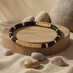 Boundless Loops Handcrafted Bracelet in Natural Black Onyx, Set in Tarnish-Resistant Silver with 14K Gold Finish